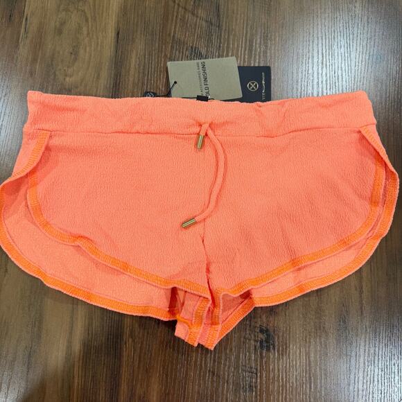 Vix Paula Hermanny Stretch Bikini Brief Surf Shorts Peachy Orange Small - Picture 1 of 4